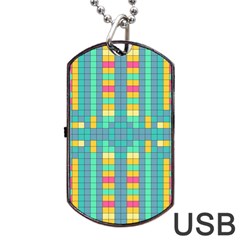 Checkerboard Squares Abstract Art Dog Tag Usb Flash (one Side)