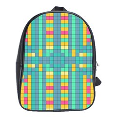 Checkerboard Squares Abstract Art School Bag (xl)