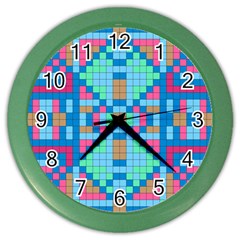 Checkerboard Square Abstract Color Wall Clock