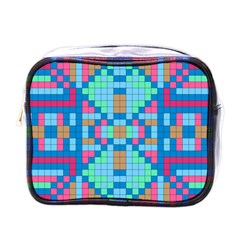 Checkerboard Square Abstract Mini Toiletries Bag (one Side)