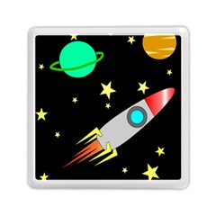 Planet Rocket Space Stars Memory Card Reader (square)