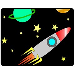 Planet Rocket Space Stars Two Sides Fleece Blanket (medium)