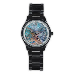 Abstract Delta Stainless Steel Round Watch by kaleidomarblingart