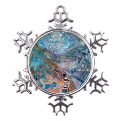 Abstract Delta Metal Large Snowflake Ornament by kaleidomarblingart