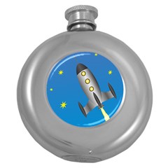 Rocket Spaceship Space Travel Nasa Round Hip Flask (5 Oz) by Ravend