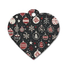 Christmas Decoration Winter Xmas Dog Tag Heart (two Sides) by Ravend
