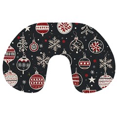 Christmas Decoration Winter Xmas Travel Neck Pillow by Ravend