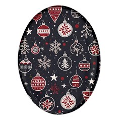 Christmas Decoration Winter Xmas Oval Glass Fridge Magnet (4 Pack) by Ravend