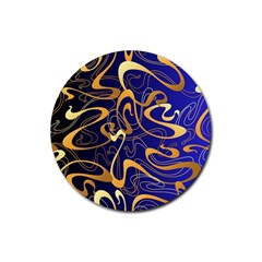 Squiggly Lines Blue Ombre Rubber Round Coaster (4 Pack)