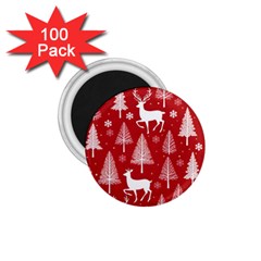 Christmas Tree Deer Pattern Red 1 75  Magnets (100 Pack) 