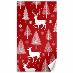 Christmas Tree Deer Pattern Red Canvas 40  X 72  by Ravend