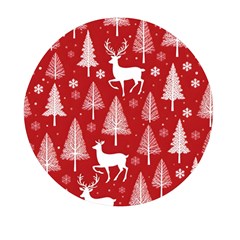 Christmas Tree Deer Pattern Red Mini Round Pill Box (pack Of 5)