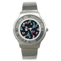 Snowmen Christmas Trees Stainless Steel Watch