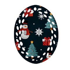 Snowmen Christmas Trees Ornament (oval Filigree)