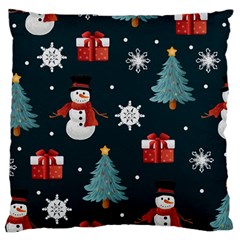 Snowmen Christmas Trees Standard Premium Plush Fleece Cushion Case (Two Sides)