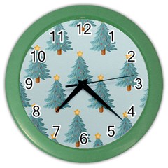 Christmas Trees Time Color Wall Clock