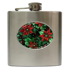 Flower Floral Pattern Christmas Hip Flask (6 Oz)