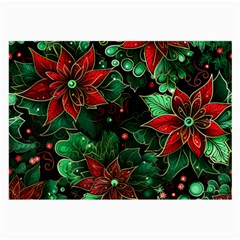 Flower Floral Pattern Christmas Large Glasses Cloth (2 Sides) by Ravend