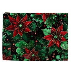 Flower Floral Pattern Christmas Cosmetic Bag (xxl) by Ravend