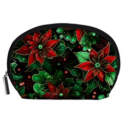 Flower Floral Pattern Christmas Accessory Pouch (large)