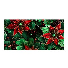 Flower Floral Pattern Christmas Satin Wrap 35  X 70 