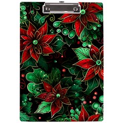 Flower Floral Pattern Christmas A4 Acrylic Clipboard by Ravend