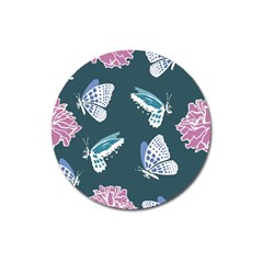 Butterfly Pattern Dead Death Rose Magnet 3  (round) by Ravend