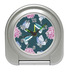 Butterfly Pattern Dead Death Rose Travel Alarm Clock by Ravend