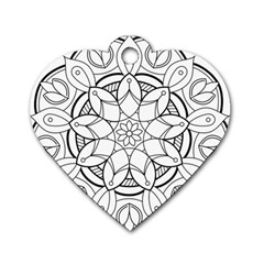 Mandala Drawing Dyes Page Dog Tag Heart (two Sides) by Ravend