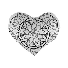 Mandala Drawing Dyes Page Standard 16  Premium Flano Heart Shape Cushions