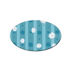 Gardenia Flowers White Blue Sticker Oval (10 Pack) by Ravend