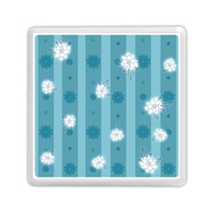 Gardenia Flowers White Blue Memory Card Reader (square) by Ravend