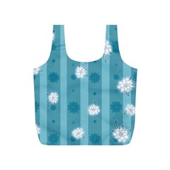 Gardenia Flowers White Blue Full Print Recycle Bag (s)