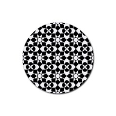 Mosaic Floral Repeat Pattern Rubber Coaster (round)