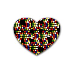 Graphic Pattern Rubiks Cube Cubes Rubber Coaster (heart) by Ravend