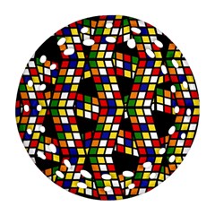 Graphic Pattern Rubiks Cube Cubes Ornament (round Filigree)