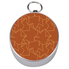 Autumn Leaves Repeat Pattern Silver Compasses