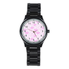 Peony Asia Spring Flowers Natural Stainless Steel Round Watch