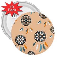 Dreamcatcher Pattern Pen Background 3  Buttons (10 Pack)  by Ravend