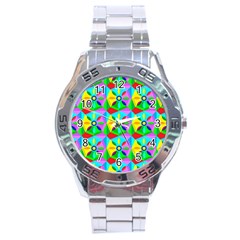 Star Texture Template Design Stainless Steel Analogue Watch