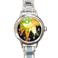 Forest Trees Nature Wood Green Round Italian Charm Watch