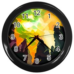 Forest Trees Nature Wood Green Wall Clock (black) by Ravend