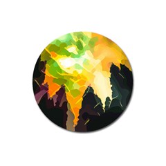 Forest Trees Nature Wood Green Magnet 3  (round)