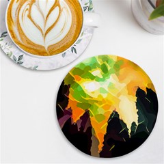 Forest Trees Nature Wood Green Uv Print Round Tile Coaster by Ravend