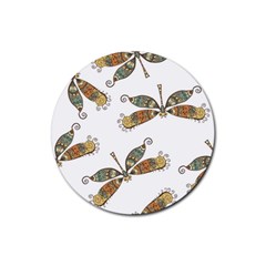 Pattern Dragonfly Background Rubber Coaster (Round)