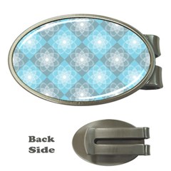 White Light Blue Gray Tile Money Clips (oval) 