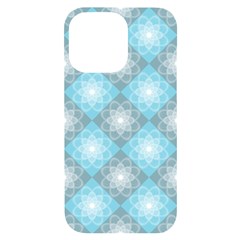 White Light Blue Gray Tile Iphone 14 Pro Max Black Uv Print Case by Ravend