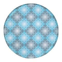 White Light Blue Gray Tile Round Glass Fridge Magnet (4 Pack) by Ravend