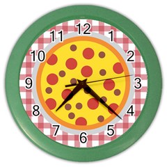 Pizza Table Pepperoni Sausage Color Wall Clock