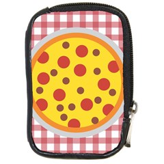 Pizza Table Pepperoni Sausage Compact Camera Leather Case